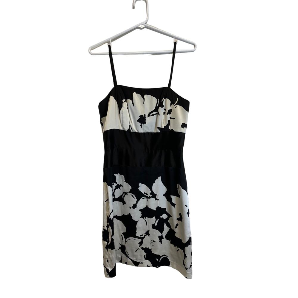 Suzi Chin for Maggy Boutique White/Black Silk Dress Size‎ 4